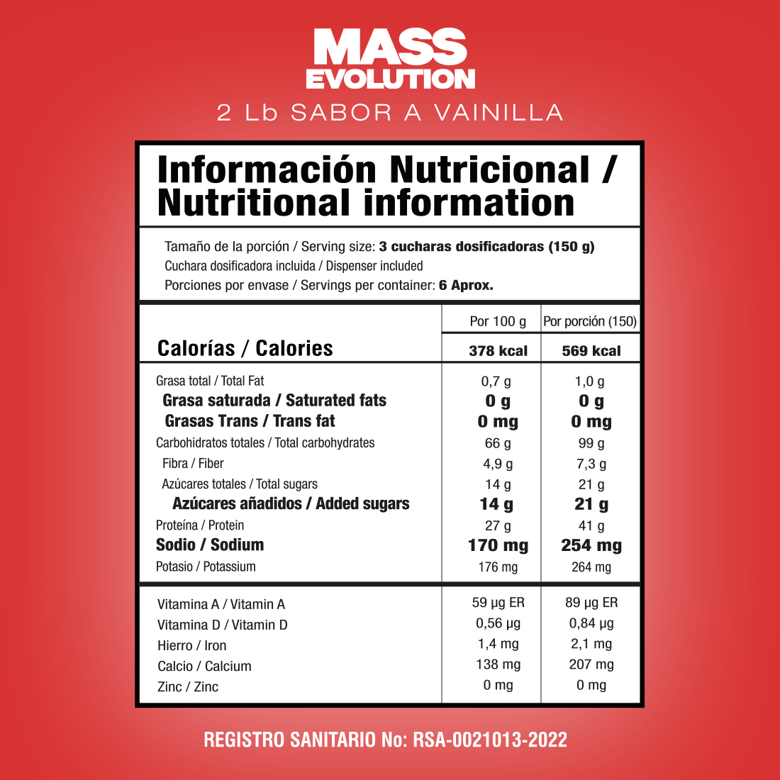 Smart Nutrition Mass Evolution Proteina 2 Libras - Imagen 2