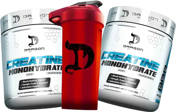 Dragon Pharma Creatina 300gr 60 Servs X 2 + Shaker Inferno Gratis