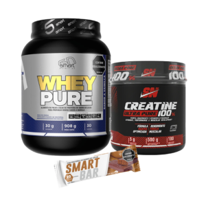 Combo Whey Pure 2LB + Creatine Ultra Pure 100 Servicios + Barra de Proteína Gratis