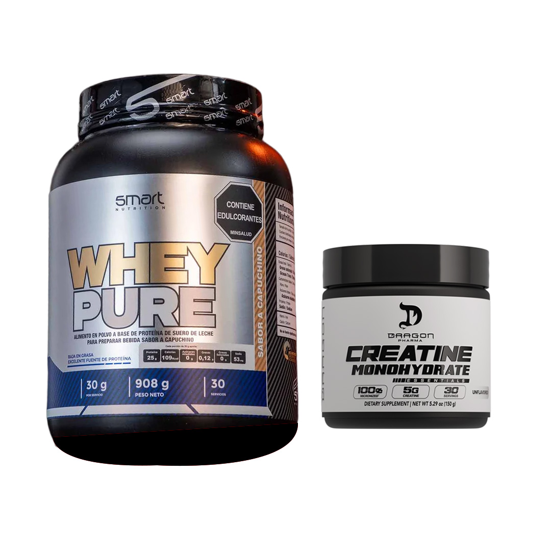 Combo Smart Nutrition Whey Pure 2LB + Creatina Dragon Pharma 150G GRATIS