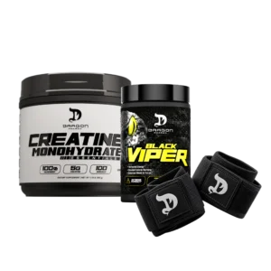 Combo Dragon Pharma Creatina 500G + Black Viper 90 Cápsulas + Muñequeras GRATIS