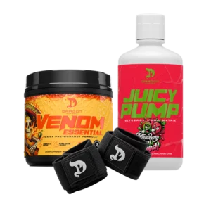 Combo Dragon Pharma Venom Essential 30 Servicios + Juicy Pump 946ML + Muñequeras GRATIS